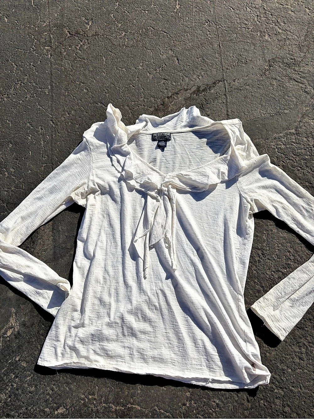 Polo Jeans Long Sleeve Ruffle Blouse in White